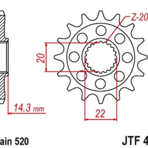Taniej Zębatka przednia z gumą BMW G 310 GS/R (STD. -1) (łańc. 520) JT JTF406.15RB