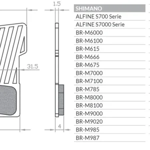 Klocki hamulcowe rowerowe organic sport z radiatorem Shimano XTR BR-M9000/M9020/M987 / M988/M985, XT BR-M8000/M785, SLX BR-M7000, DEORE BR-M615 Brenta BR522 Oferta czasowa