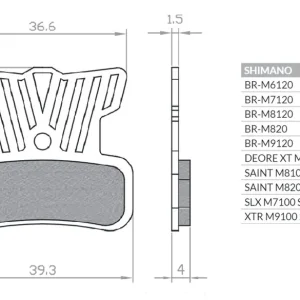 Klocki hamulcowe rowerowe organic sport z radiatorem MTB/szosa/elektryk Shimano XTR BR-M9120, XT BR-M8020, SAINT BR-M820/M810, ZEE BR-M640, BR-MT520, Tektro Brenta BR521 Ostatnia szansa