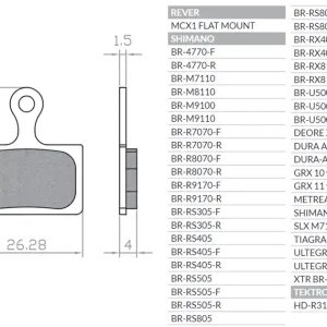 Klocki hamulcowe rowerowe sinter spiekane metaliczne Shimano DURA ACE BR-R9170, ULTEGRA BR-R8070, XTR BR-M9100, BR-RS 805/505/405/305 Brenta BR428 Dodaj do koszyka