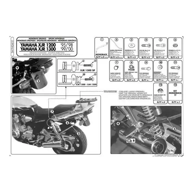 Taniej Stelaż kufra centralnego Yamaha XJR 1200, XJR 1300 (bez płyty) Kappa K3410