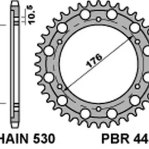 PBR WYPRZEDAZ ZĘBATKA TYLNA 4434 44 C45 HONDA CB 1000R (08-16) (JTR1340.44) (ŁAŃC. 530) (MADE IN ITALY) Ostatnia szansa