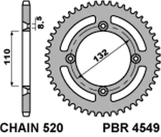 Nowy PBR ZĘBATKA TYLNA 4549 48 KTM 350 FREERIDE (14-‘20) 350 ‘12-‘17 (MADE IN ITALY)