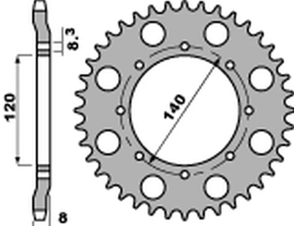 PBR ZĘBATKA TYLNA 506 45 C45 KAWASAKI KLR 600 ‘84-‘90 (JTR477.45) (ŁAŃC. 520) (STD.+2) Tylko dziś