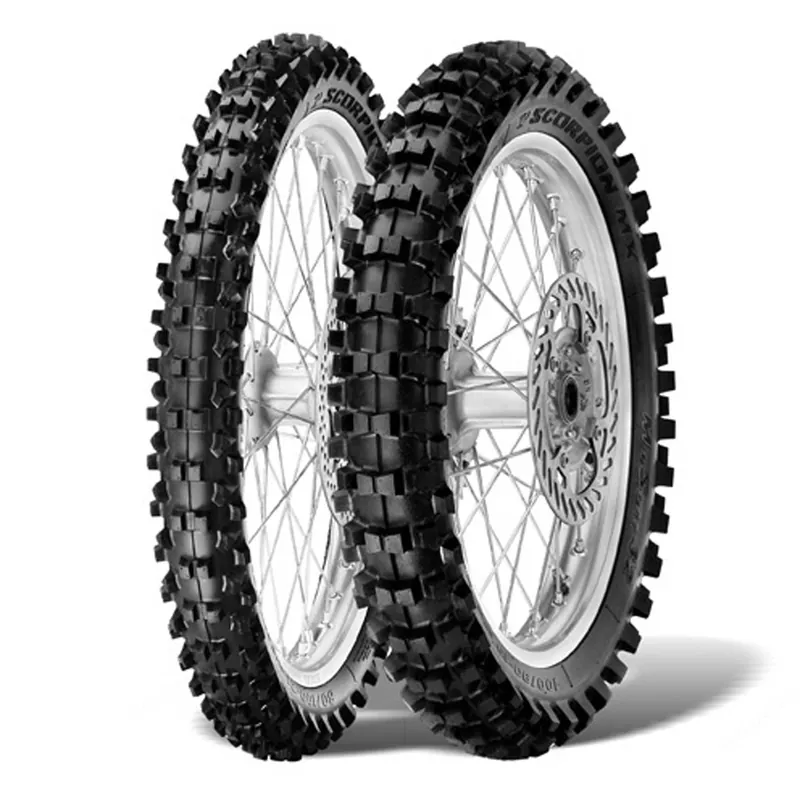 Nie przegap PIRELLI KOMPLET OPON (2588300/22) 80/100-21 SCORPION MX32 MID SOFT 51M TT MST PRZÓD DOT 2022 + (2588500/22) 110/90-19 SCORPION MX32 MID SOFT 62M TT TYŁ DOT 2022