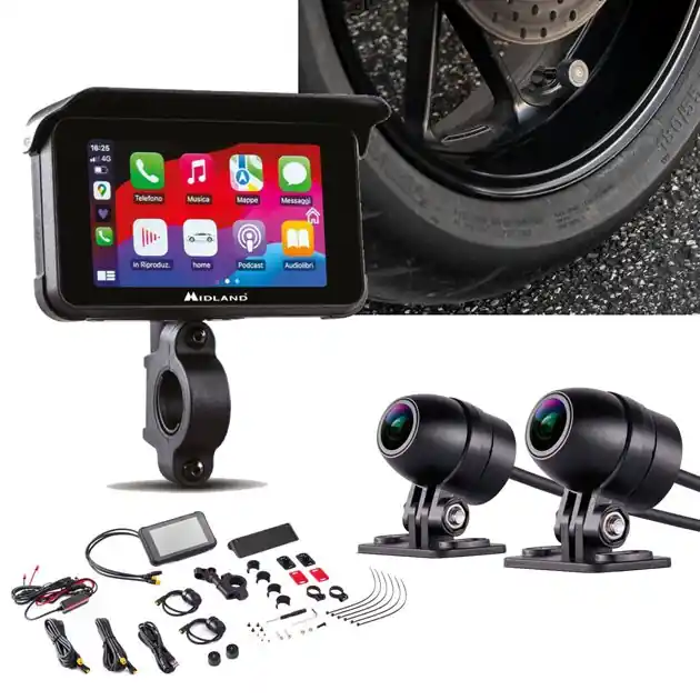 Wideorejestrator motocyklowy czujnik ciśnienia AndroidAuto CarPlay Midland Guardian C1636 Oferta limitowana
