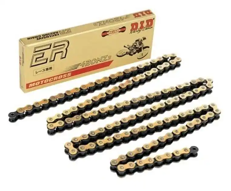 Łańcuch napędowy 420NZ3G&B 138 ogniw bez O-RINGÓW otwarty z zapinką złoty DID 420NZ3GB-138 Hit sprzedaży