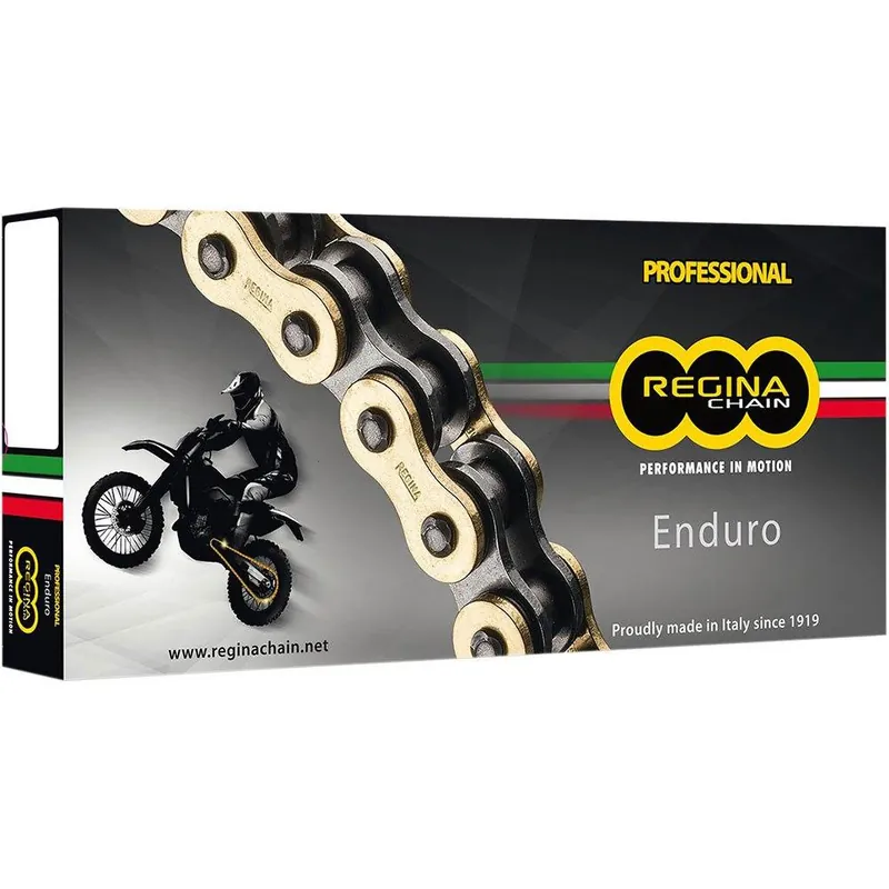 Bestseller REGINA ŁAŃCUCH NAPĘDOWY 520ZSE (120 OGNIW) Z-RING ENDURO ULTRALIGHT DO 500CCM (ZŁOTY) (ZAPINKA+ZAKUWKA PEŁNA+ ZAKUWKA DRĄŻONA) (135ZSE/1004)