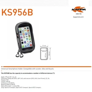 Taniej Pokrowiec etui na smartphone/nawigację z mocowaniem na kierownicę i lusterko Kappa KS956B