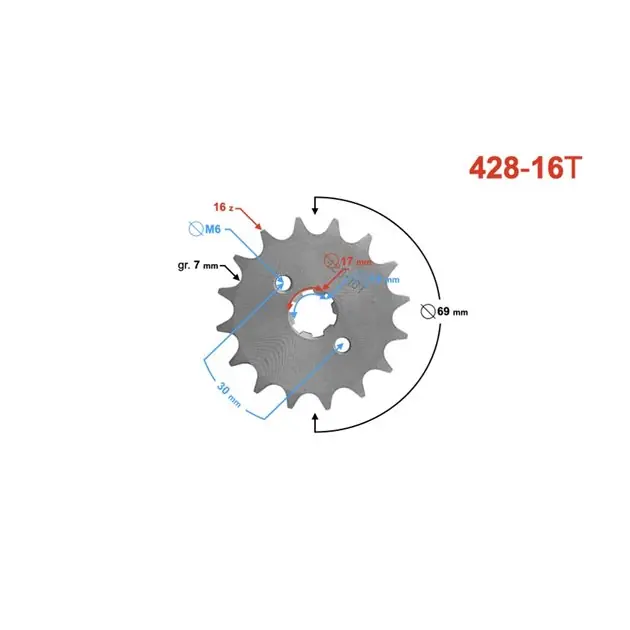 Zębatka 428 / 16 do motoroweru (z otworami) Taniej
