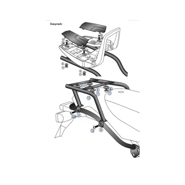 Darmowy zwrot Stelaż kufra centralnego Easyrack BMW HP 2 2005 - 2008 Hepco Becker 661645 01 01