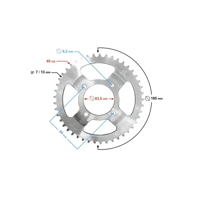 Zębatka tylna 45 / 428 Szybka wysyłka