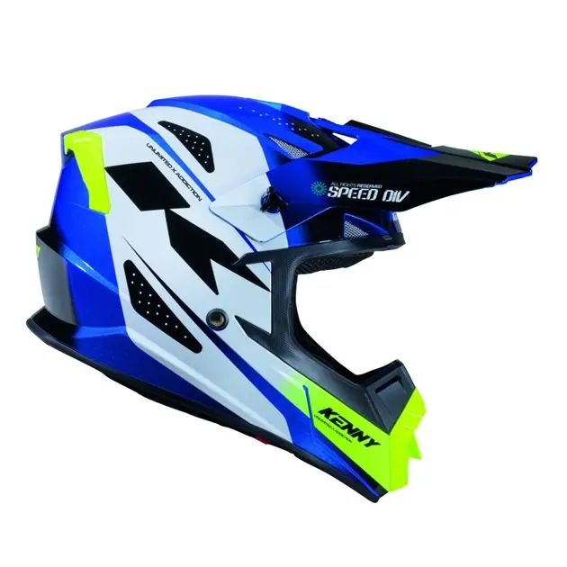 Bezpieczna płatność Kask Cross/Enduro Track Dziecięcy Graphic Speed Neon Blue Niebieski/Biały / Żółty M (49-50 cm) Kenny Racing 261-0304020-5532
