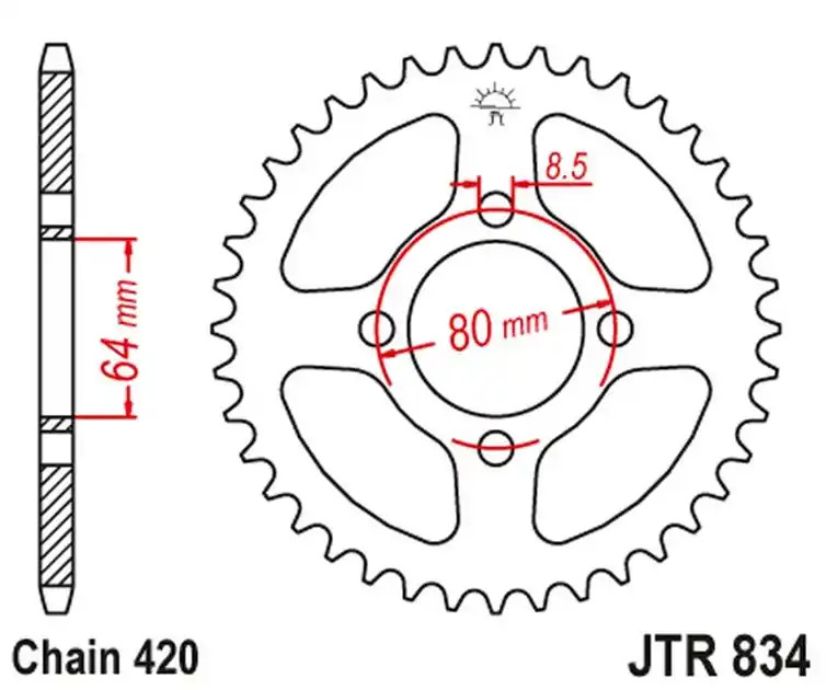 Zamów teraz Zębatka tylna Yamaha LB 80 CHAPPY (30, ŁAŃC. 420) JT JTR834.30