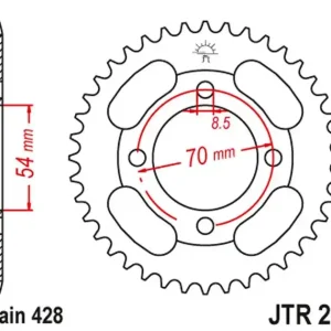 Tani Zębatka tylna Honda CT 100, Peugeot 110 VOX, Kymco 110/125/150 (34, ŁAŃC. 428) JT JTR263.34