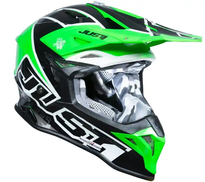 Kask JUST1 J39 THRUSTER black green fluo white gloss XS Wybór klientów