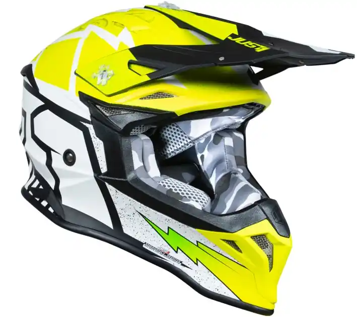 Łatwy zwrot Kask JUST1 J39 POSEIDON black fluo yellow white matt M