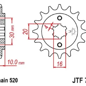 Zębatka przednia 13 Cagiva 125 W8/Freccia/Planet / Mito/Rapror (łańc. 520) JT JTF711,13 Ograniczona ilość