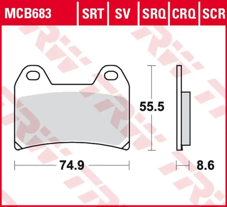 TRW ZF KLOCKI HAMULCOWE KH244 CARBON RACING APRILIA RS 250 ‘97-, RSV 1000 MILE/R ‘98-‘00, DUCATI 748/800/900/916/996 ‘97-‘03, KTM SMC 625/660/LC4 640 SUPERMOTO ‘04-‘06, SM 690 ‘07-‘10, MOTO GUZZI V11 ‘01-‘06, SPORT 1200 ‘06-‘14, PRZÓD Ograniczona ilość