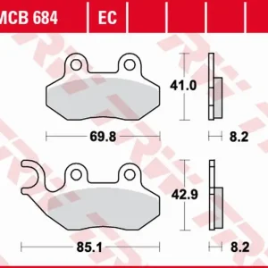 TRW ZF KLOCKI HAMULCOWE KH264 ORGANIC PEUGEOT TWEET 50/125 ‘10-, CITY STAR/TWEET 125 ‘10-, TWEET 150 ‘15-, SYM ALLO/CROX 50 ‘11-, JET/JET 4 50 ‘97-, MASK 50 ‘00-, CROX 125 ‘14-, HD 125 ‘09-‘17, SYMPHONY 125/200 ‘09-‘17 PRZÓD Ograniczona ilość