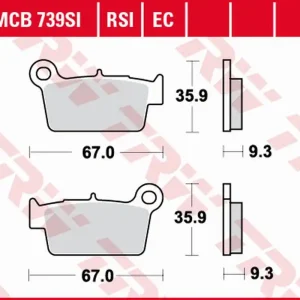 TRW ZF KLOCKI HAMULCOWE KH367 ORGANIC APRILIA RXV/SXV 450/550 ‘06-‘15, BETA RR 125/200/250/300/350/390/400 ‘09-, KAWASAKI KX-F 250/450 ‘04-, KLX 450R ‘07-, SUZUKI RM-Z 250/450 ‘04-, YAMAHA YZ 125/250 ‘03-‘06, WR-F/YZ-F 250/450 ‘03-‘15 TYŁ Szybka dostawa