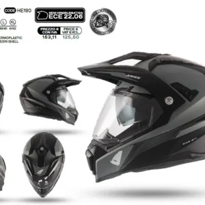 UFO 2023/04 KASK ARIES OFFROAD / DUAL / TOURER / CROSSOVER Z SZYBĄ, DASZKIEM I BLENDĄ PRZECIWSŁONECZNĄ KOLOR CZARNY/SZARY ROZMIAR XL - UFO KOLEKCJA 2023 Oferta limitowana