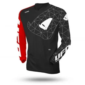 UFO 2024/04 KOSZULKA TECNO JERSEY CROSS KOLOR CZARNY CZERWONY ROZMIAR M - KOLEKCJA 2024 Promocja