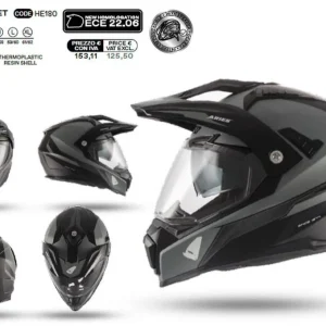 Zniżka UFO ZZZZ KASK ARIES OFFROAD / DUAL / TOURER / CROSSOVER Z SZYBĄ, DASZKIEM I BLENDĄ PRZECIWSŁONECZNĄ KOLOR CZARNY/SZARY ROZMIAR S ( ECE 22R06 ) - KOLEKCJA 2023