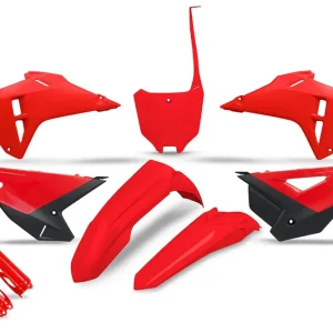 UFO KOMPLET PLASTIKÓW (FULL KIT) Z OSŁONAMI TELESKOPÓW (AMORTYZATORÓW) HONDA CRF 250R / 450R ‘25-‘26 KOLOR OEM (CZERWONY / CZARNY) Wybór klientów