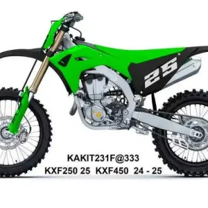 UFO 2025/11 KOMPLET PLASTIKÓW (FULL KIT) Z OSŁONAMI TELESKOPÓW (AMORTYZATORÓW) KAWASAKI KXF 250 ‘25, KXF 450‘24-‘26, KX 450X ‘24-‘26 KOLOR ZIELONY / CZARNY Taniej