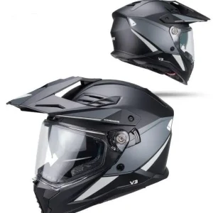 Zniżka UFO 2026/01 KASK COSMOS OFFROAD / DUAL / TOURER / CROSSOVER Z SZYBĄ, DASZKIEM I BLENDĄ PRZECIWSŁONECZNĄ KOLOR CZARNY/SZARY ROZMIAR M ( ECE 22R06 ) - KOLEKCJA 2026